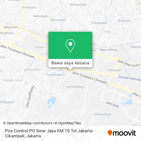 Peta Pos Control PO Sinar Jaya KM 19 Tol Jakarta-Cikampek