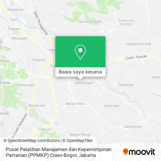 Peta Pusat Pelatihan Manajemen dan Kepemimpinan Pertanian (PPMKP) Ciawi-Bogor