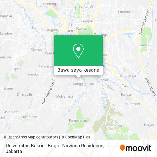 Peta Universitas Bakrie , Bogor Nirwana Residence