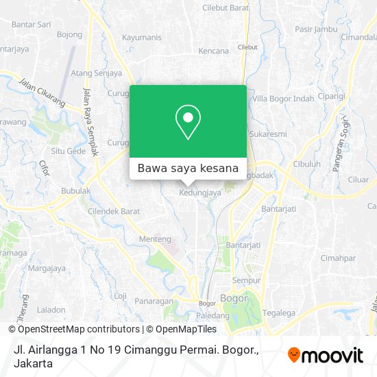 Peta Jl. Airlangga 1 No 19 Cimanggu Permai. Bogor.