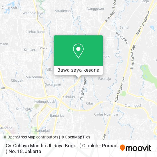 Peta Cv. Cahaya Mandiri Jl. Raya Bogor ( Cibuluh - Pomad ) No. 18