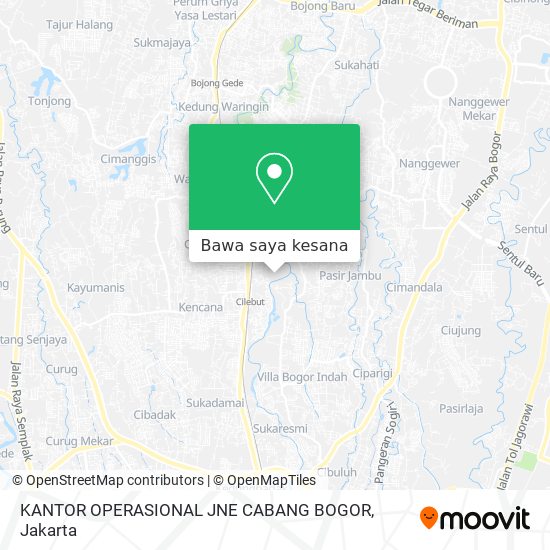 Peta KANTOR OPERASIONAL JNE CABANG BOGOR