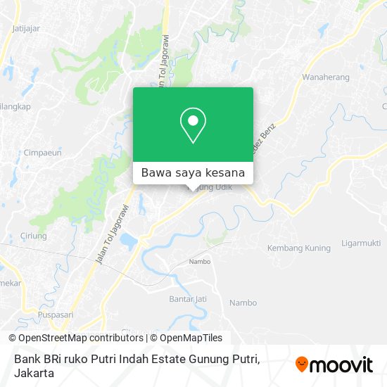 Peta Bank BRi ruko Putri Indah Estate Gunung Putri