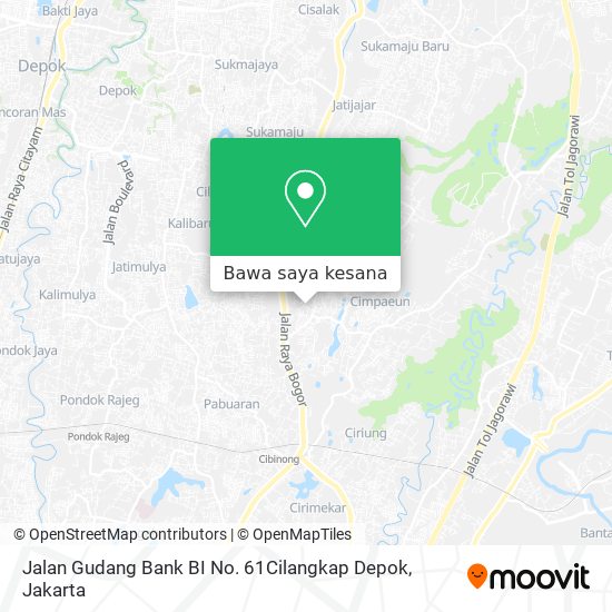 Peta Jalan Gudang Bank BI No. 61Cilangkap Depok
