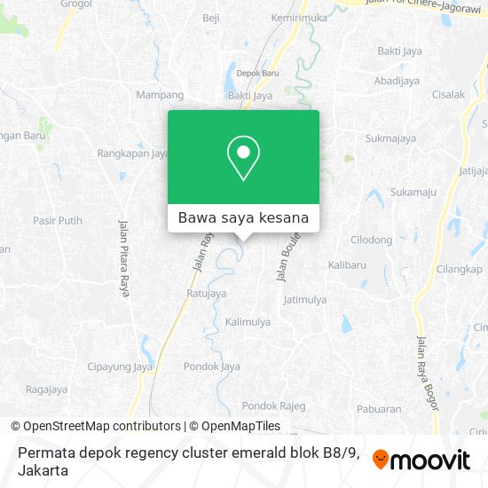 Peta Permata depok regency cluster emerald blok B8 / 9