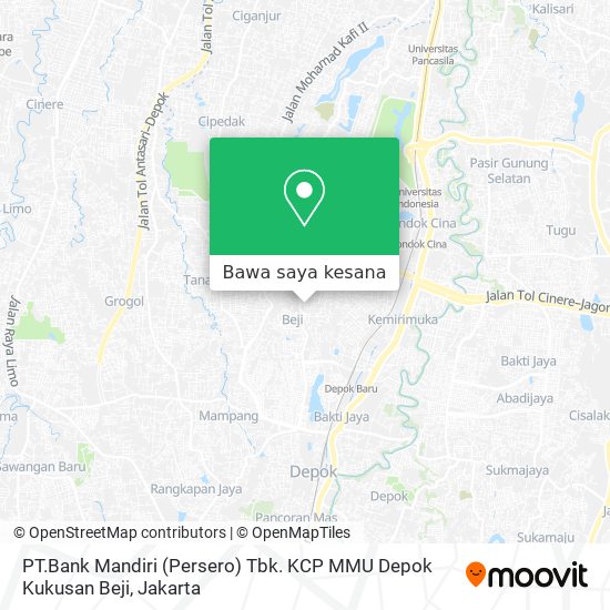 Peta PT.Bank Mandiri (Persero) Tbk. KCP MMU Depok Kukusan Beji