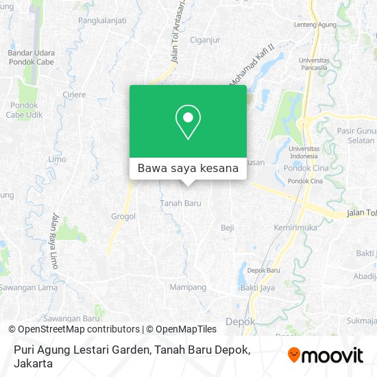 Peta Puri Agung Lestari Garden, Tanah Baru Depok