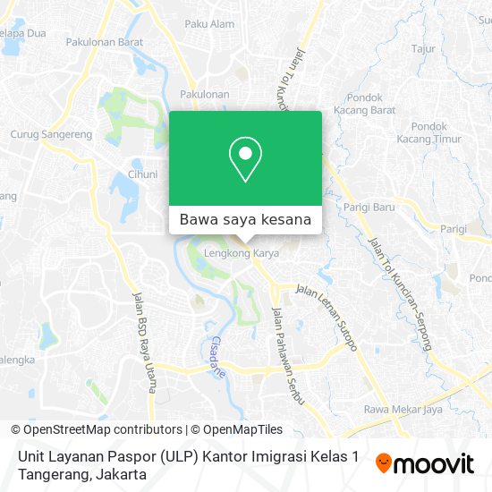 Peta Unit Layanan Paspor (ULP) Kantor Imigrasi Kelas 1 Tangerang