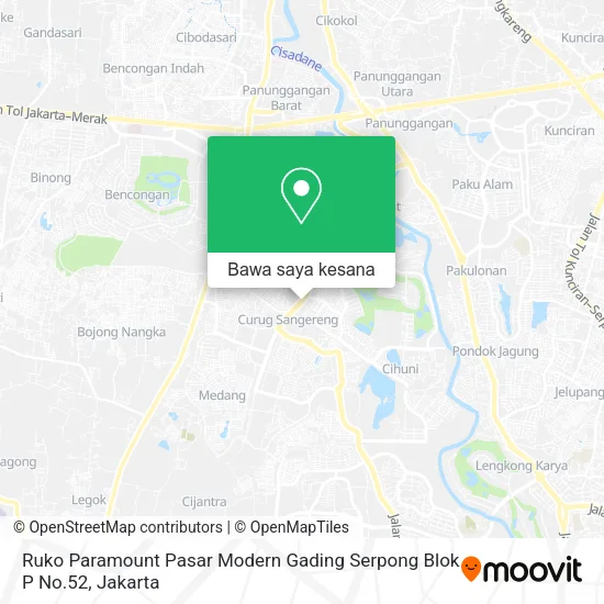 Peta Ruko Paramount Pasar Modern Gading Serpong Blok P No.52