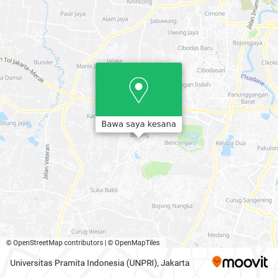 Peta Universitas Pramita Indonesia (UNPRI)