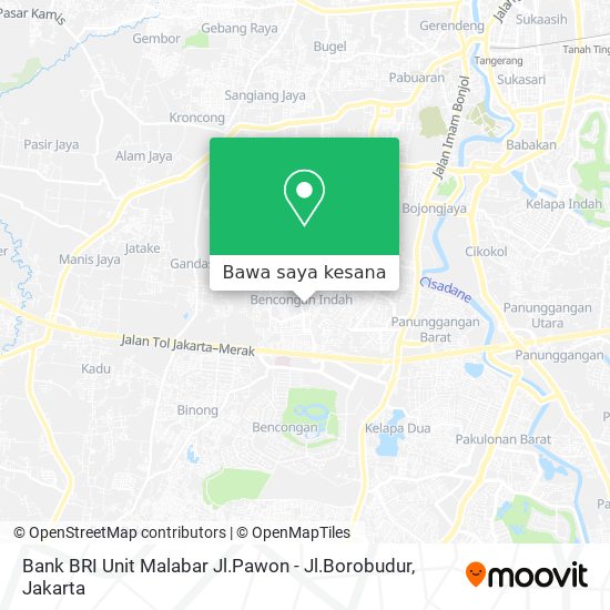 Peta Bank BRI Unit Malabar Jl.Pawon - Jl.Borobudur
