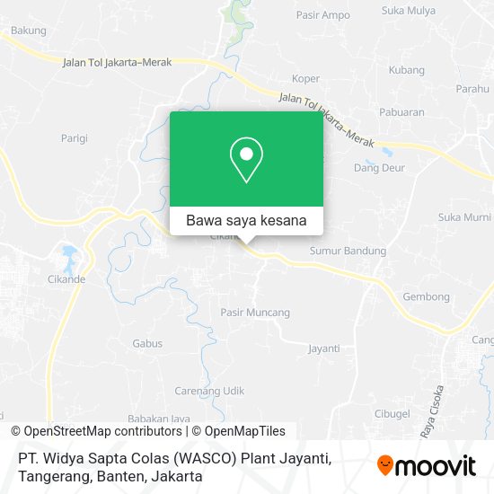 Peta PT. Widya Sapta Colas (WASCO) Plant Jayanti, Tangerang, Banten