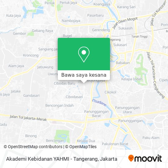 Peta Akademi Kebidanan YAHMI - Tangerang