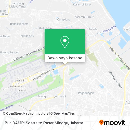 Peta Bus DAMRI Soetta to Pasar Minggu