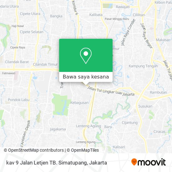 Peta kav 9 Jalan Letjen TB. Simatupang