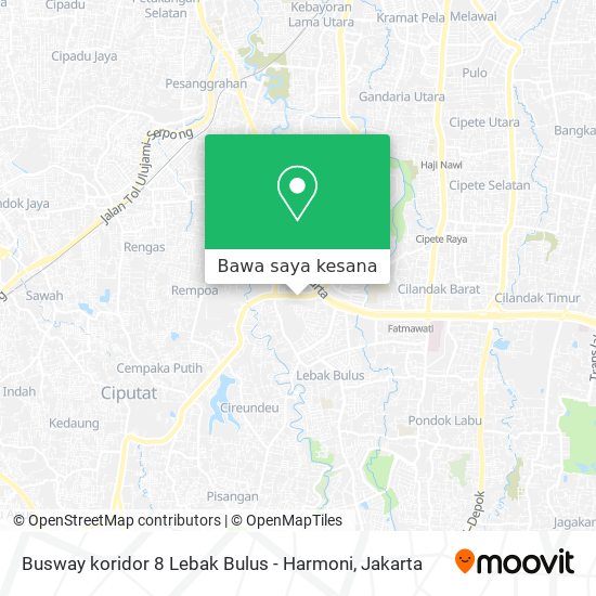 Peta Busway koridor 8 Lebak Bulus - Harmoni