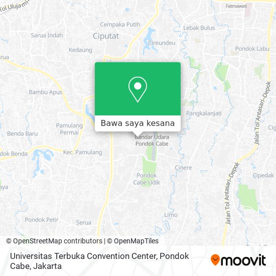 Peta Universitas Terbuka Convention Center, Pondok Cabe