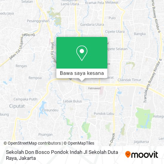 Peta Sekolah Don Bosco Pondok Indah Jl Sekolah Duta Raya