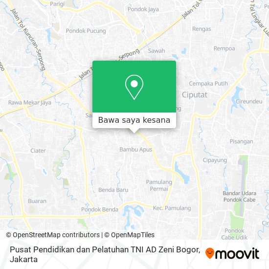 Peta Pusat Pendidikan dan Pelatuhan TNI AD Zeni Bogor