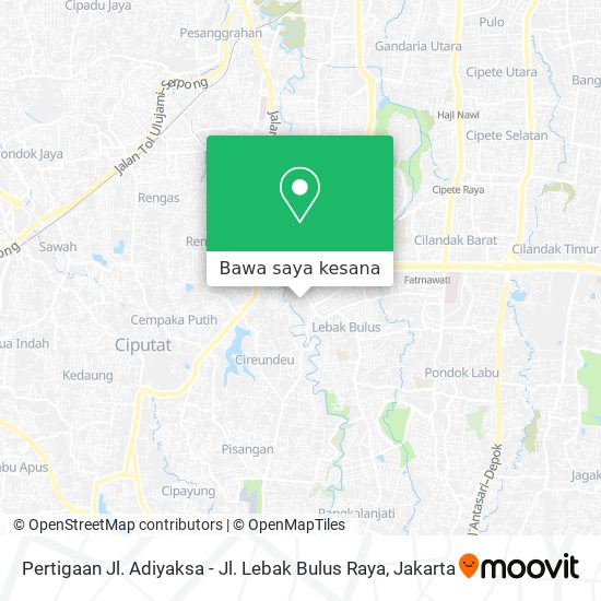 Peta Pertigaan Jl. Adiyaksa - Jl. Lebak Bulus Raya