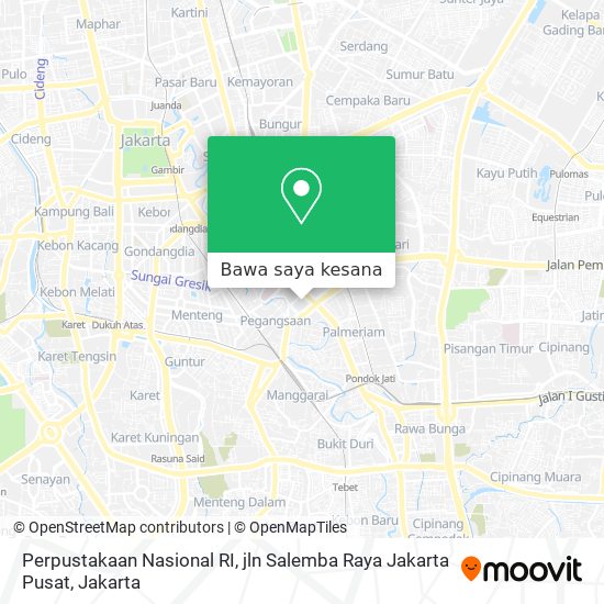 Peta Perpustakaan Nasional RI, jln Salemba Raya Jakarta Pusat