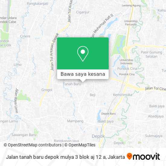 Peta Jalan tanah baru depok mulya 3 blok aj 12 a