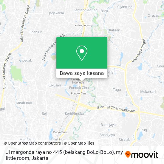 Peta Jl margonda raya no 445 (belakang BoLo-BoLo),  my little room