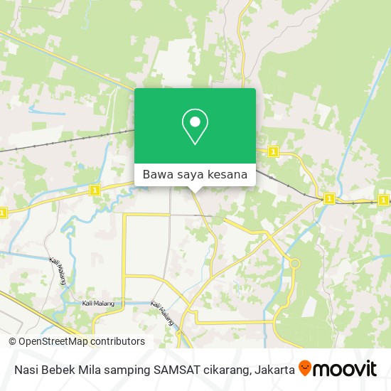 Peta Nasi Bebek Mila samping SAMSAT cikarang