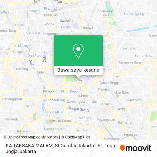 Peta KA TAKSAKA MALAM, St.Gambir Jakarta - St. Tugu Jogja