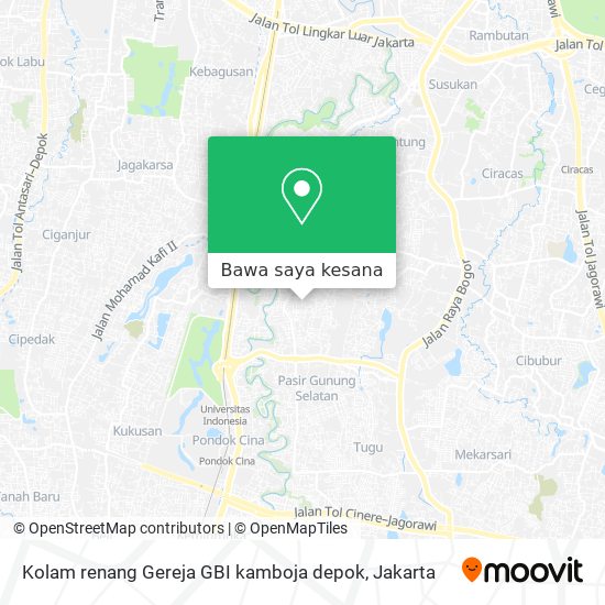 Peta Kolam renang Gereja GBI kamboja depok