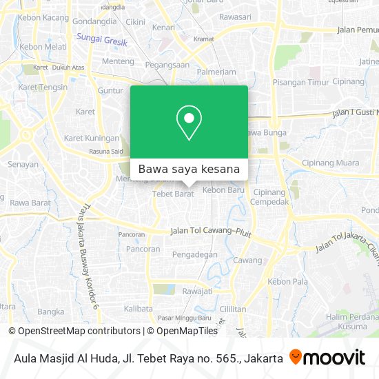 Peta Aula Masjid Al Huda, Jl. Tebet Raya no. 565.