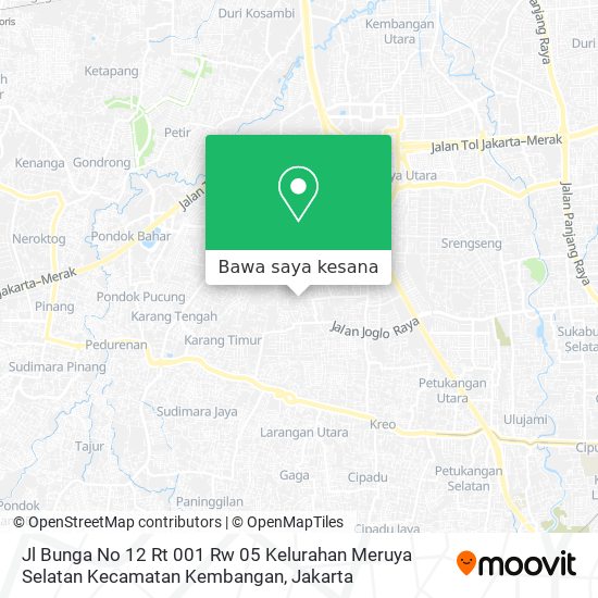 Peta Jl Bunga No 12 Rt 001 Rw 05 Kelurahan Meruya Selatan Kecamatan Kembangan