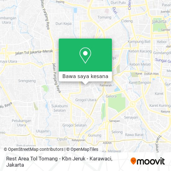 Peta Rest Area Tol Tomang - Kbn Jeruk - Karawaci