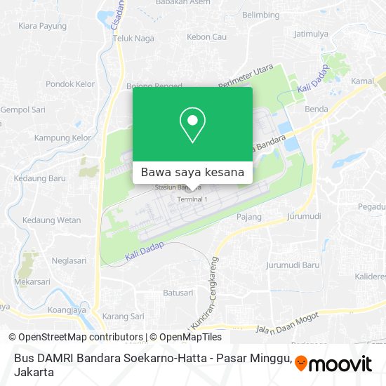 Peta Bus DAMRI Bandara Soekarno-Hatta - Pasar Minggu