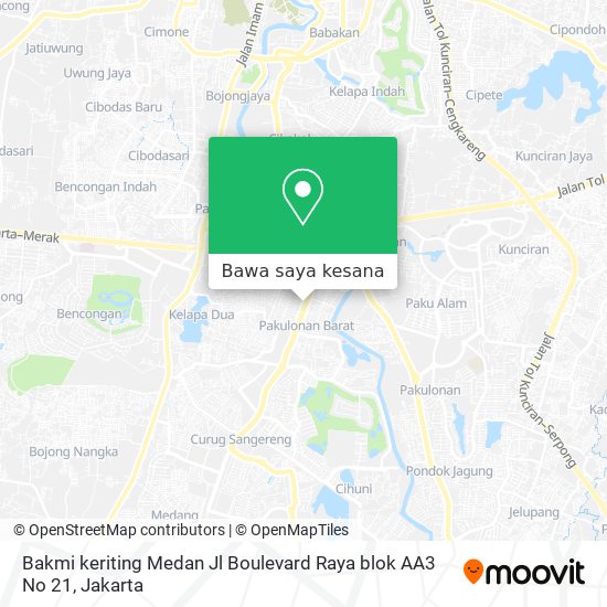 Peta Bakmi keriting Medan Jl Boulevard Raya  blok AA3 No 21