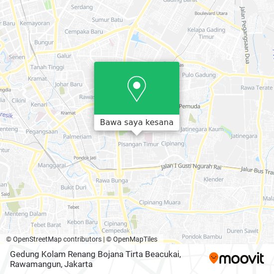 Peta Gedung Kolam Renang Bojana Tirta Beacukai, Rawamangun