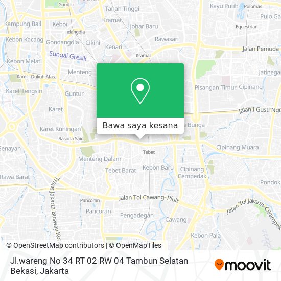 Peta Jl.wareng No 34 RT 02 RW 04 Tambun Selatan Bekasi