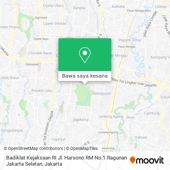 Peta Badiklat Kejaksaan RI Jl. Harsono RM No.1 Ragunan Jakarta Selatan