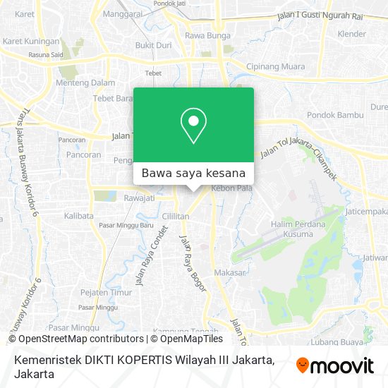 Peta Kemenristek DIKTI KOPERTIS Wilayah III Jakarta
