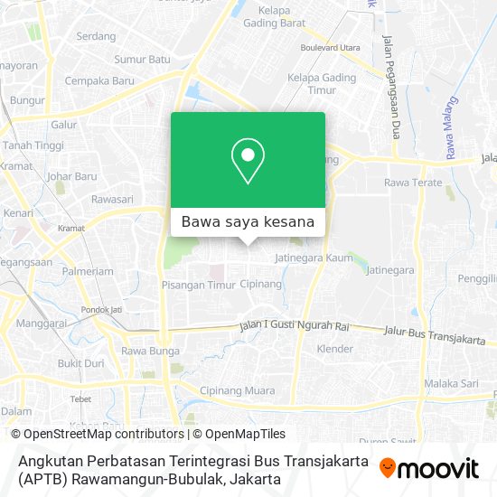 Peta Angkutan Perbatasan Terintegrasi Bus Transjakarta (APTB) Rawamangun-Bubulak