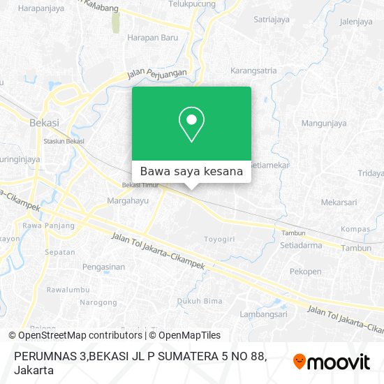 Peta PERUMNAS 3,BEKASI JL P SUMATERA 5 NO 88