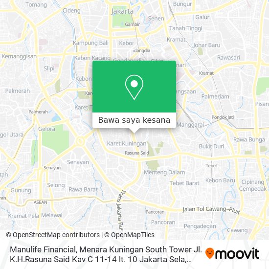 Peta Manulife Financial, Menara Kuningan South Tower Jl. K.H.Rasuna Said Kav C 11-14 lt. 10 Jakarta Sela