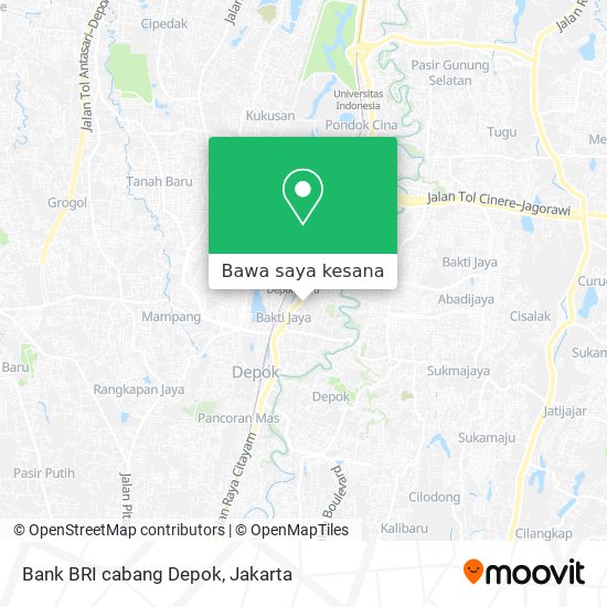 Peta Bank BRI cabang Depok