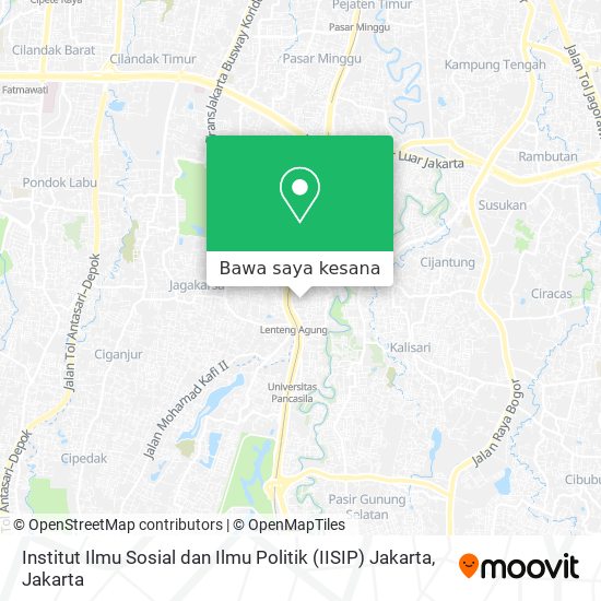 Peta Institut Ilmu Sosial dan Ilmu Politik (IISIP) Jakarta