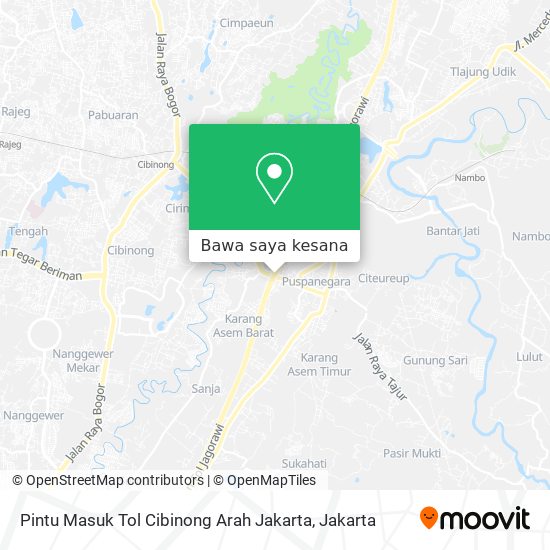 Peta Pintu Masuk Tol Cibinong Arah Jakarta