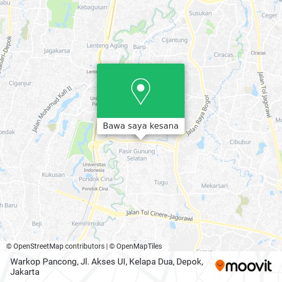 Peta Warkop Pancong, Jl. Akses UI, Kelapa Dua, Depok