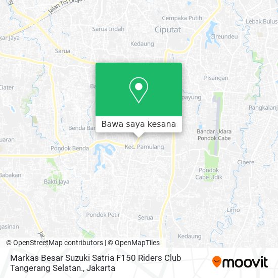 Peta Markas Besar Suzuki Satria F150 Riders Club Tangerang Selatan.