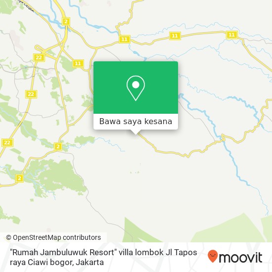 Peta "Rumah Jambuluwuk Resort" villa lombok Jl Tapos raya Ciawi bogor