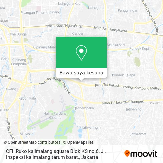 Peta CFI .Ruko kalimalang square Blok KS no.6, Jl. Inspeksi kalimalang tarum barat.