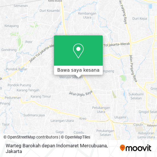 Peta Warteg Barokah depan Indomaret Mercubuana